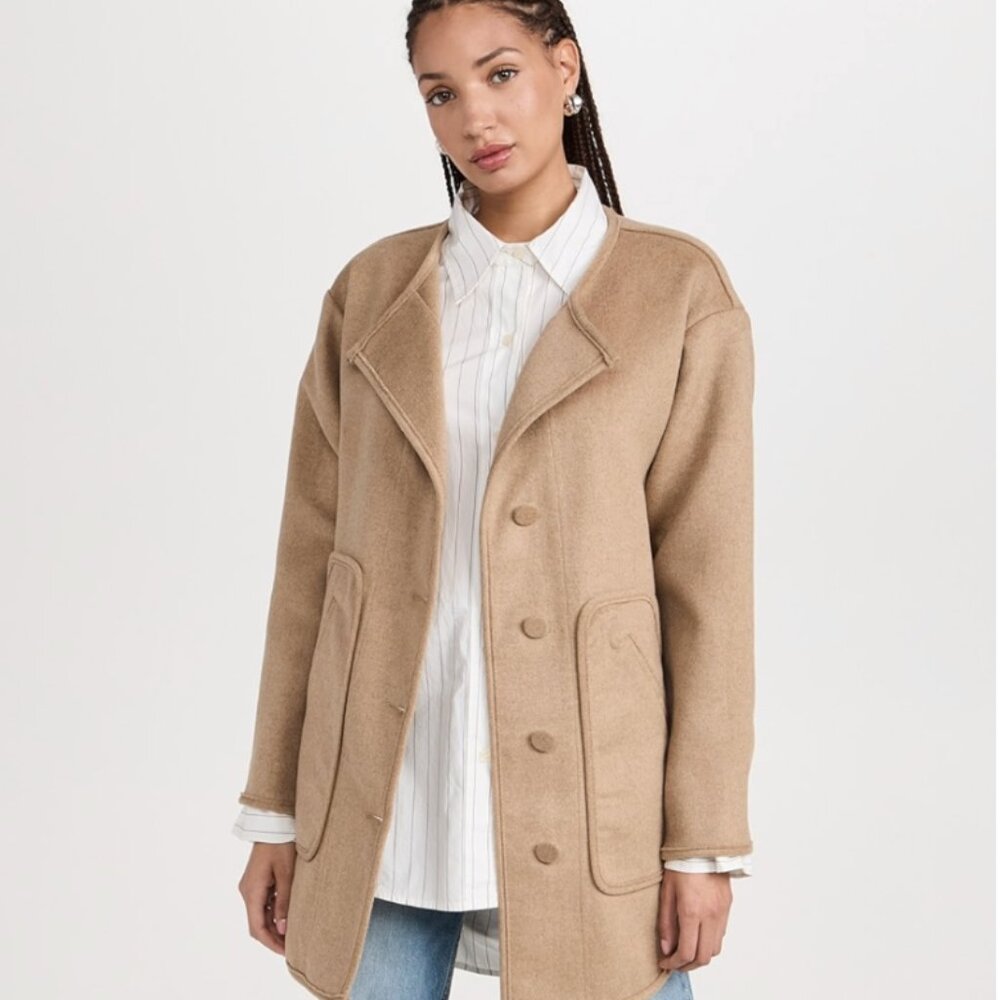 Splendid Cella Jane X Scarf Coat Size Small, Heather Camel